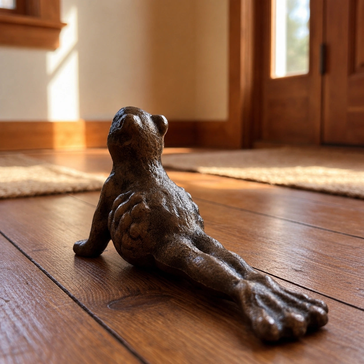 Yoga Frog Door Stop, Antique Gold Cast Iron Shelf Decor, 6.3" GB78050 shot 5