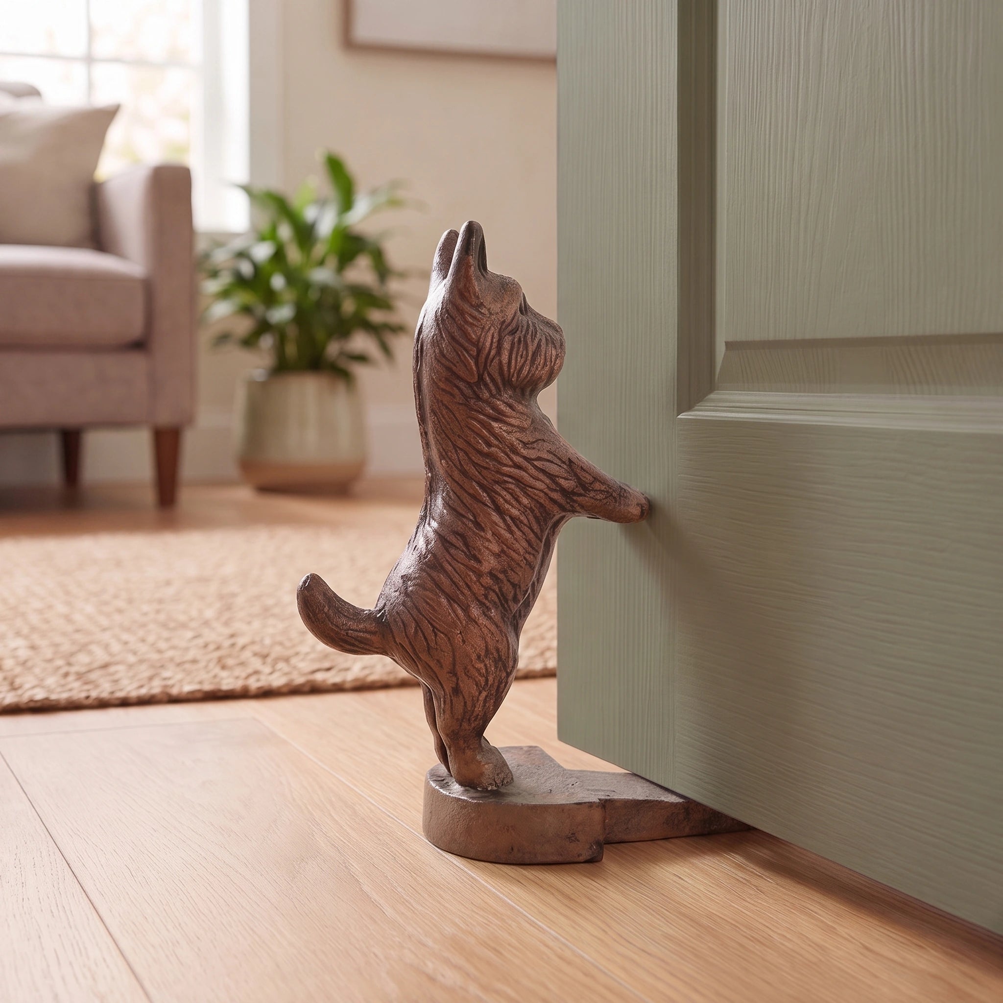 Standing Dog Door Stop, Black Cast Iron Entryway Decor, 8.5" GB78052 shot 1