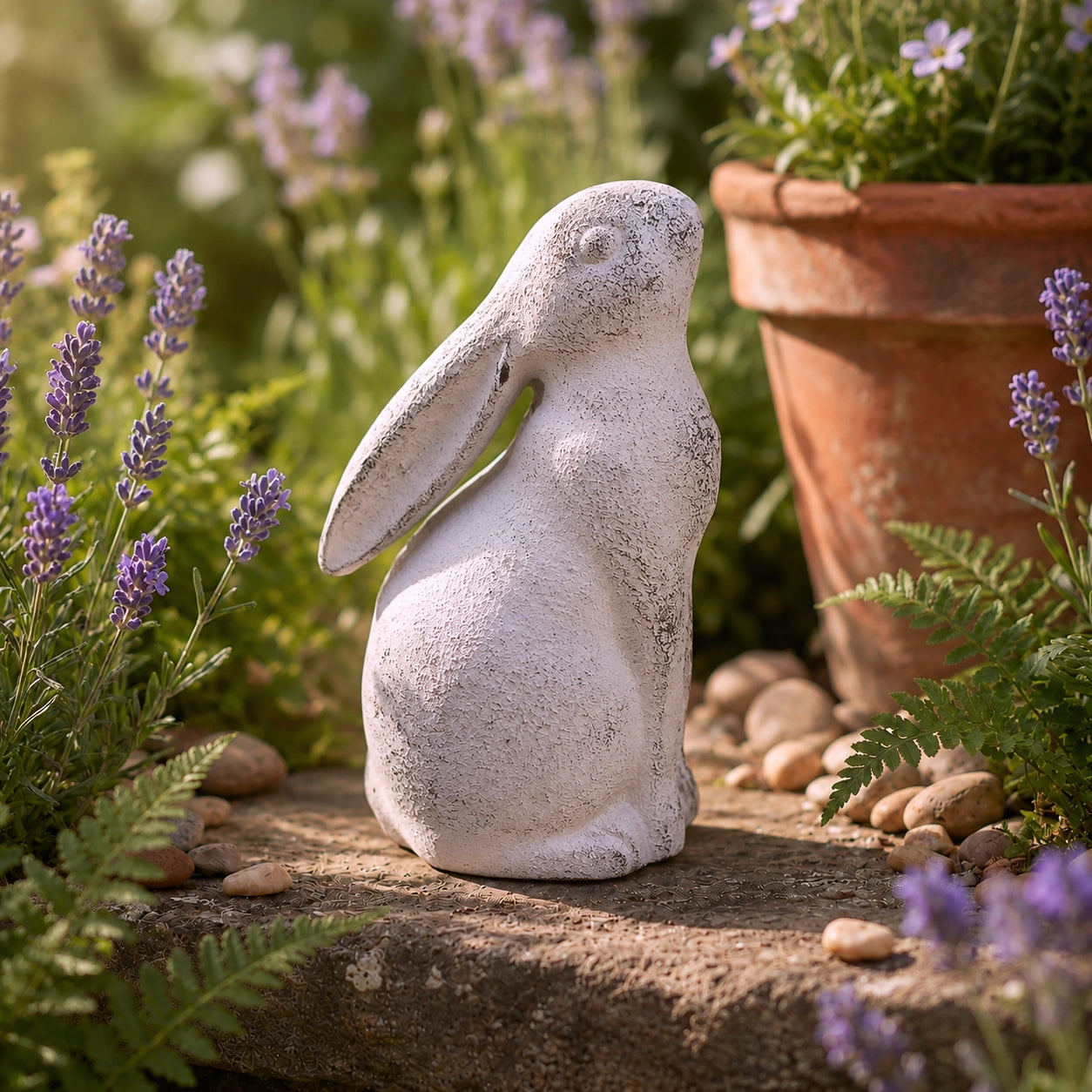 Rabbit Figurine, Antique White Cast Iron, Shelf Decor, 5.3" GB78054 shot 5