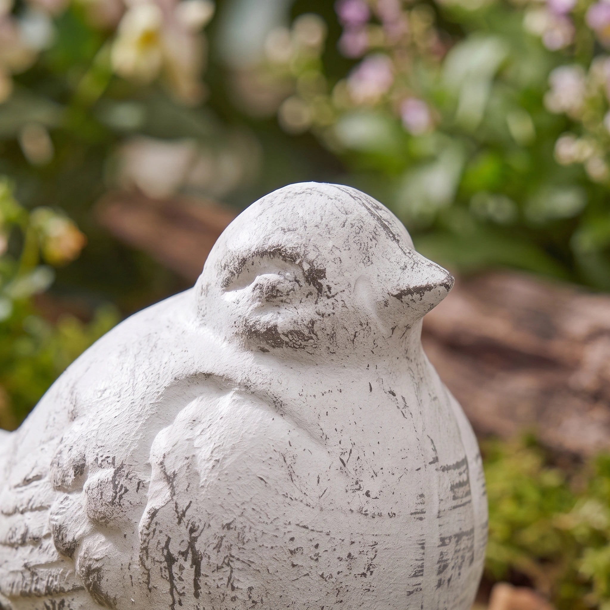 Chubby Bird Figurine, Antique White Cast Iron, Shelf Decor, 3.7" GB78058 shot 2