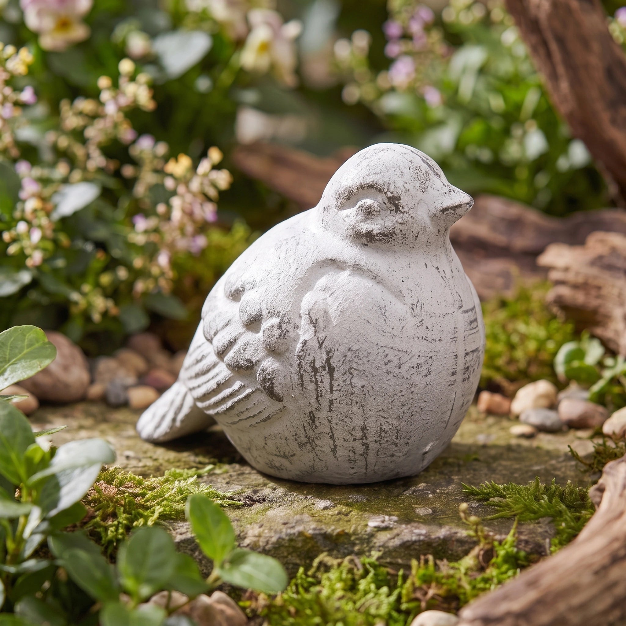 Chubby Bird Figurine, Antique White Cast Iron, Shelf Decor, 3.7" GB78058 shot 1