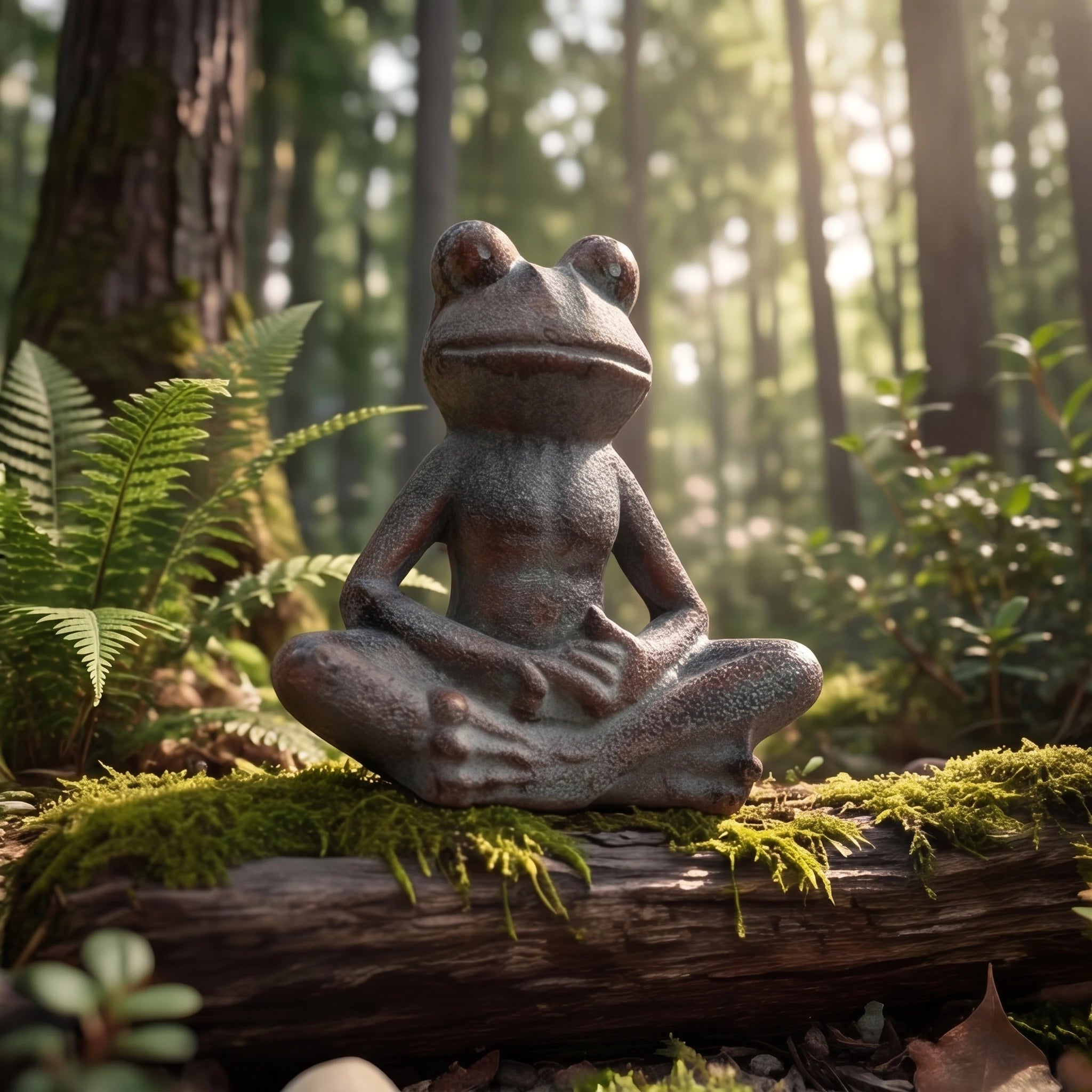 Yoga Frog Garden Figurine, Antique Green Cast Iron Decor, 5.7" GB78059 shot 6