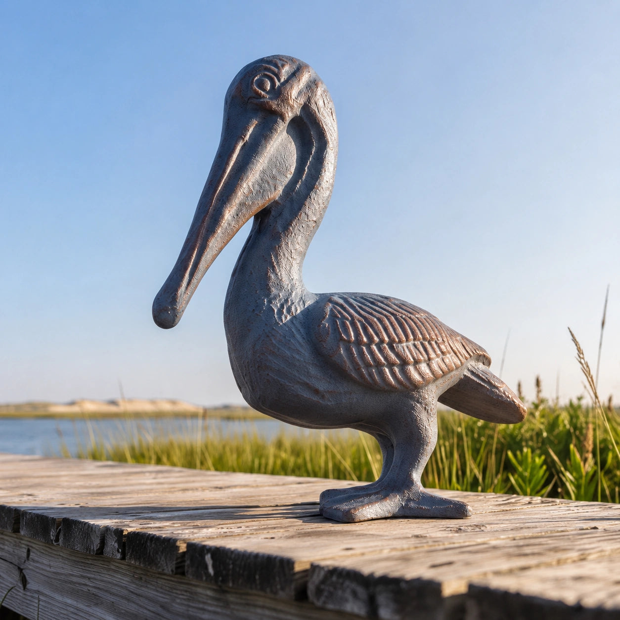 Pelican Figurine, Blue Cast Iron, Shelf Decor, 7.1" GB78060 shot 3