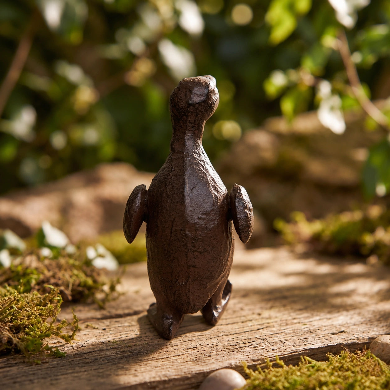 Bronze-brown duck figurine for patios, shelves, and garden displays, SKU GB78061