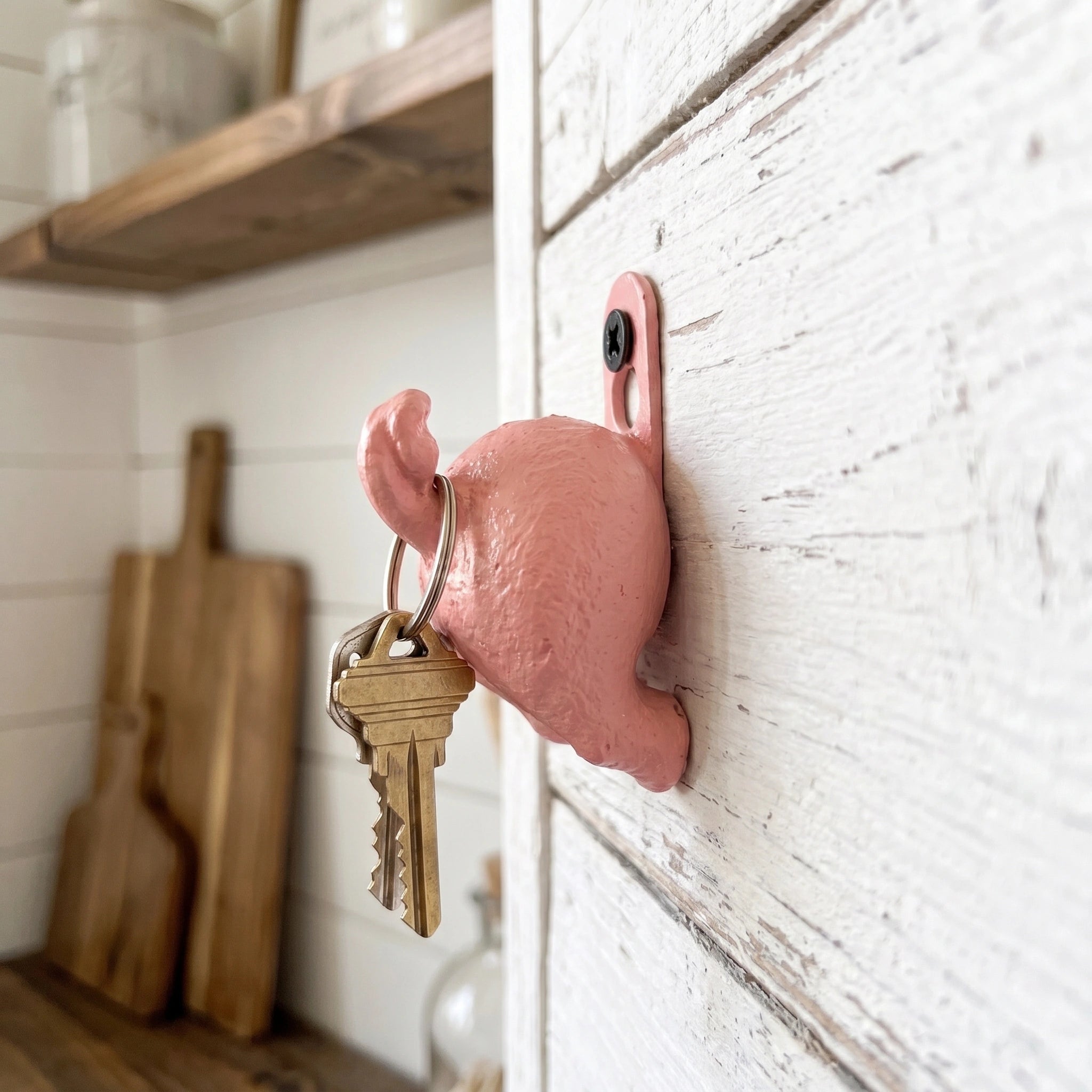 Pig Butt Wall Hook, Antique Pink Cast Iron for Coats or Keys, 2.3" GB78066 shot 3