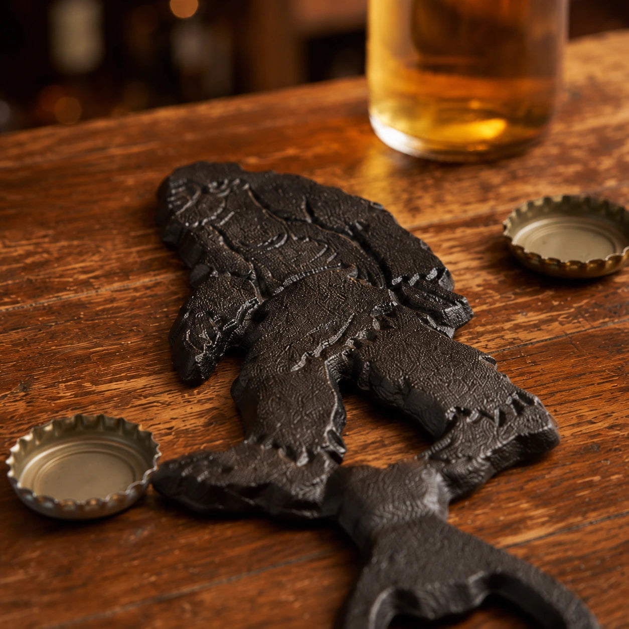 Rustic Sasquatch bottle opener for cabins, bars, or game rooms, SKU GB78071