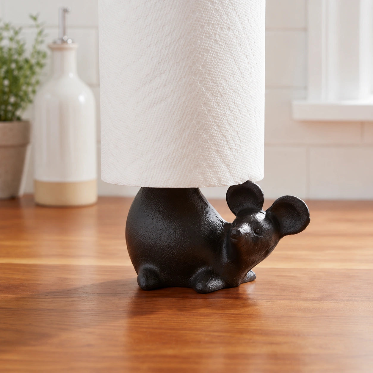 Mouse Paper Towel Holder, Black Cast Iron, Home Decor, 14.8" GB78074 shot 2