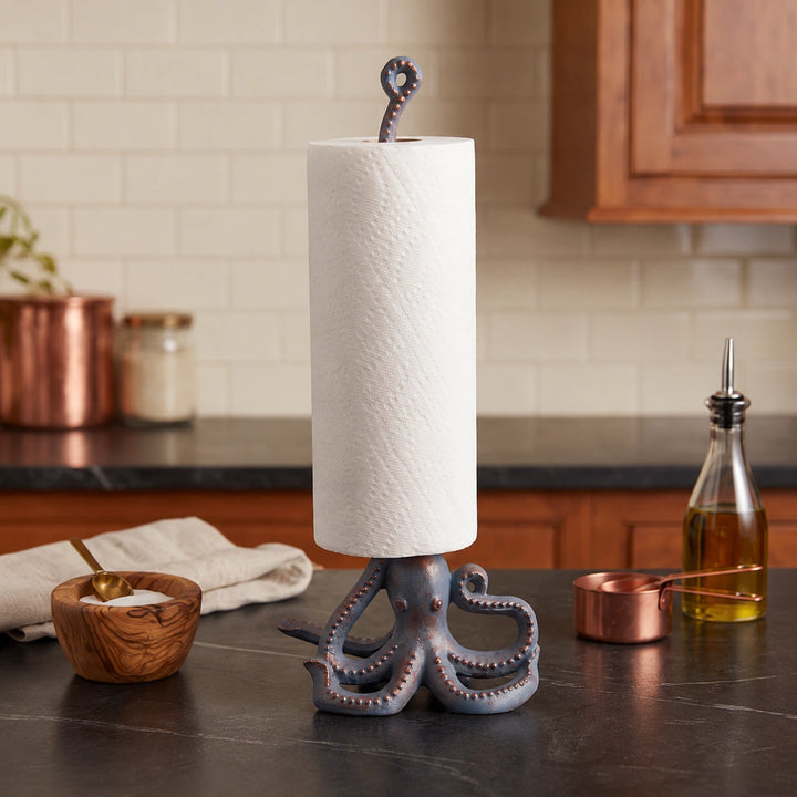 Octopus Paper Towel Holder, Blue Cast Iron, Home Decor, 17.7" GB78077 shot 1