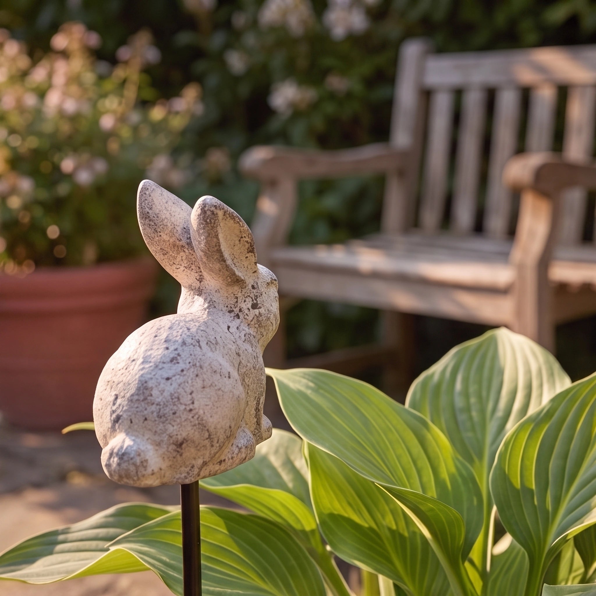 Bunny Plant Pick, Antique White Cast Iron, Garden Decor, 14.2" GB78085 shot 4