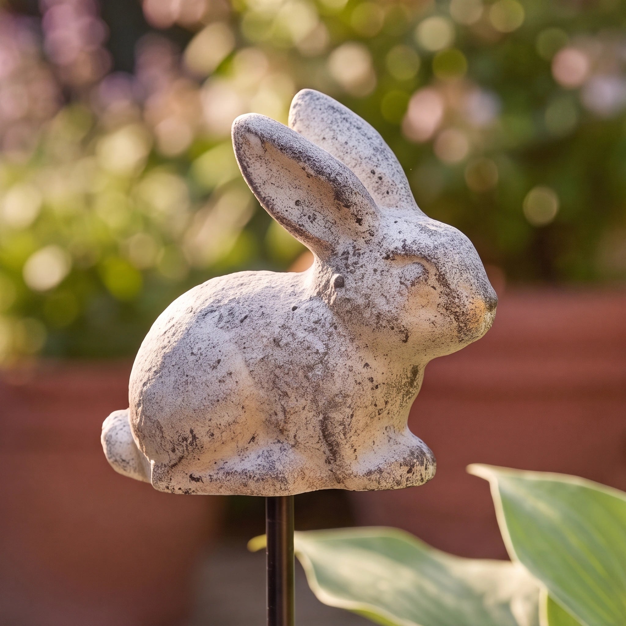 Bunny Plant Pick, Antique White Cast Iron, Garden Decor, 14.2" GB78085 shot 1