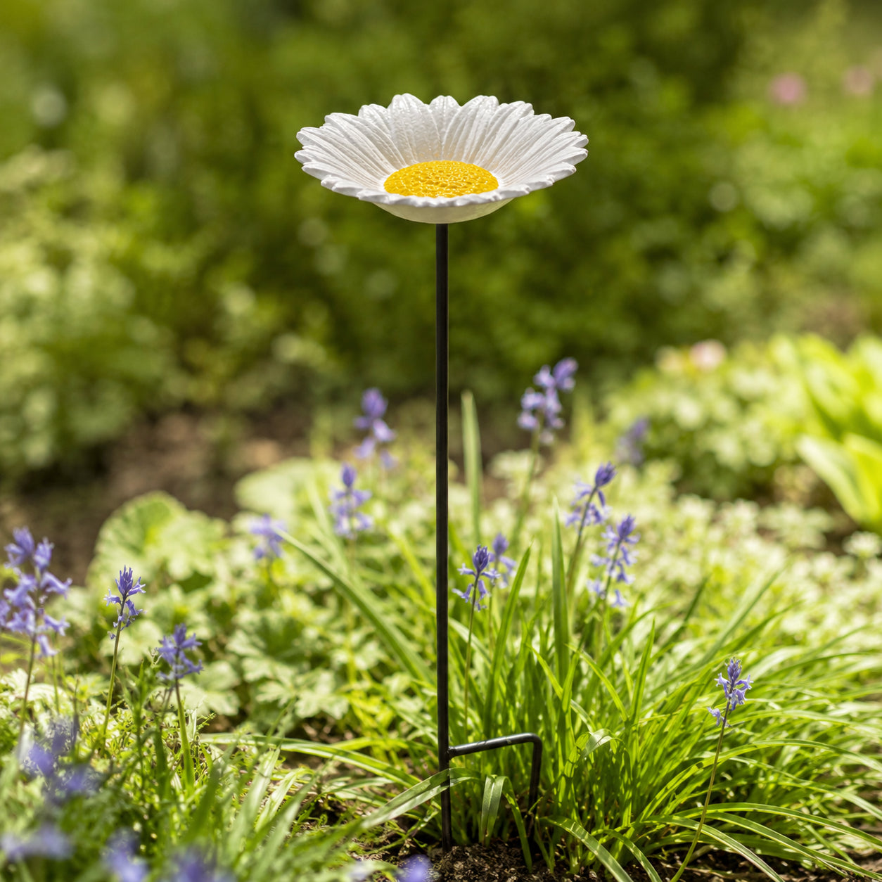 Daisy cast iron bird feeder and bath garden stake outdoor decor