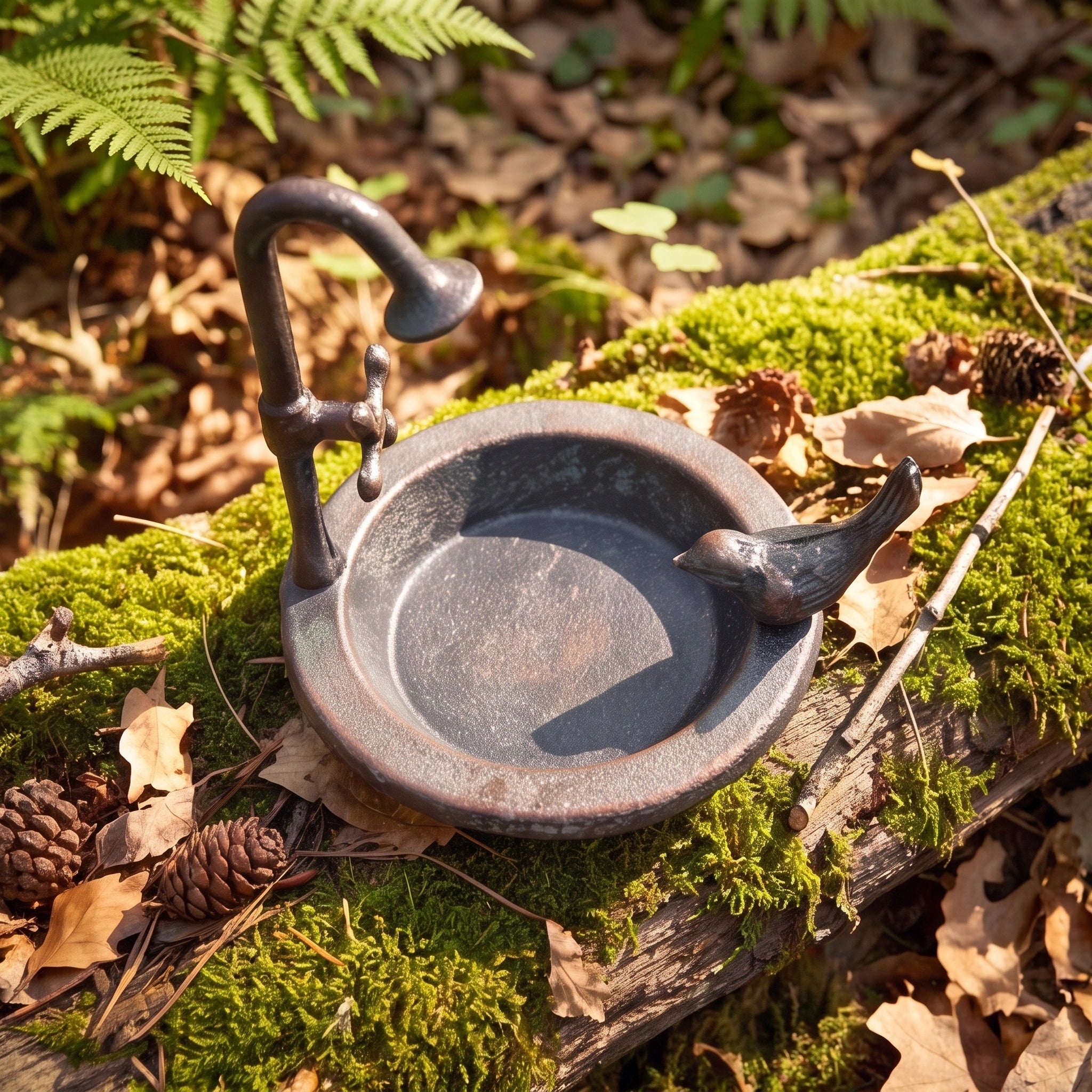 Faucet Bird Feeder, Verdigris Cast Iron, Garden Decor, 7.7" GB78090 shot 7