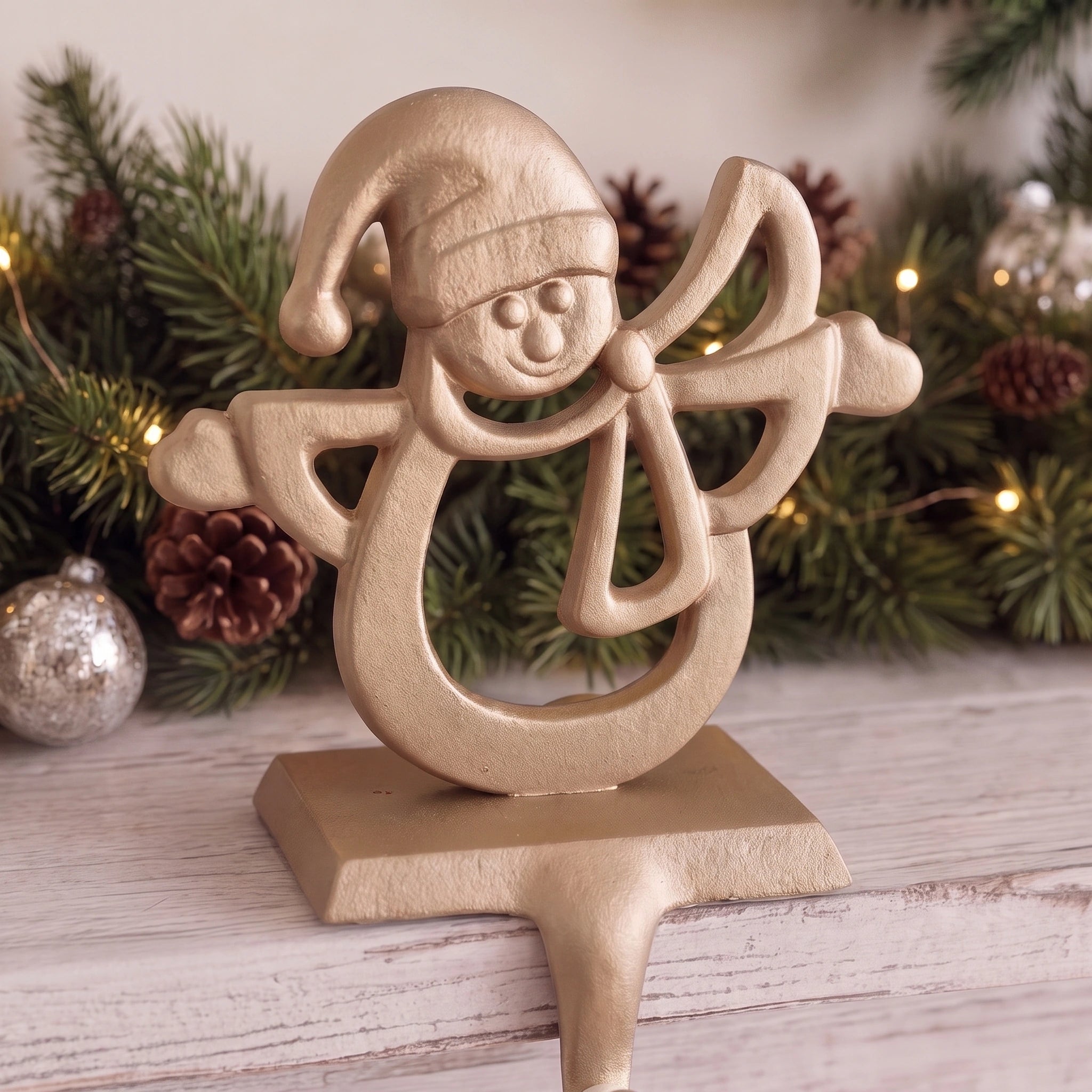 Angel Stocking Holder, Champagne Gold Cast Iron, Seasonal Decor, 6.5" GB78094 shot 2