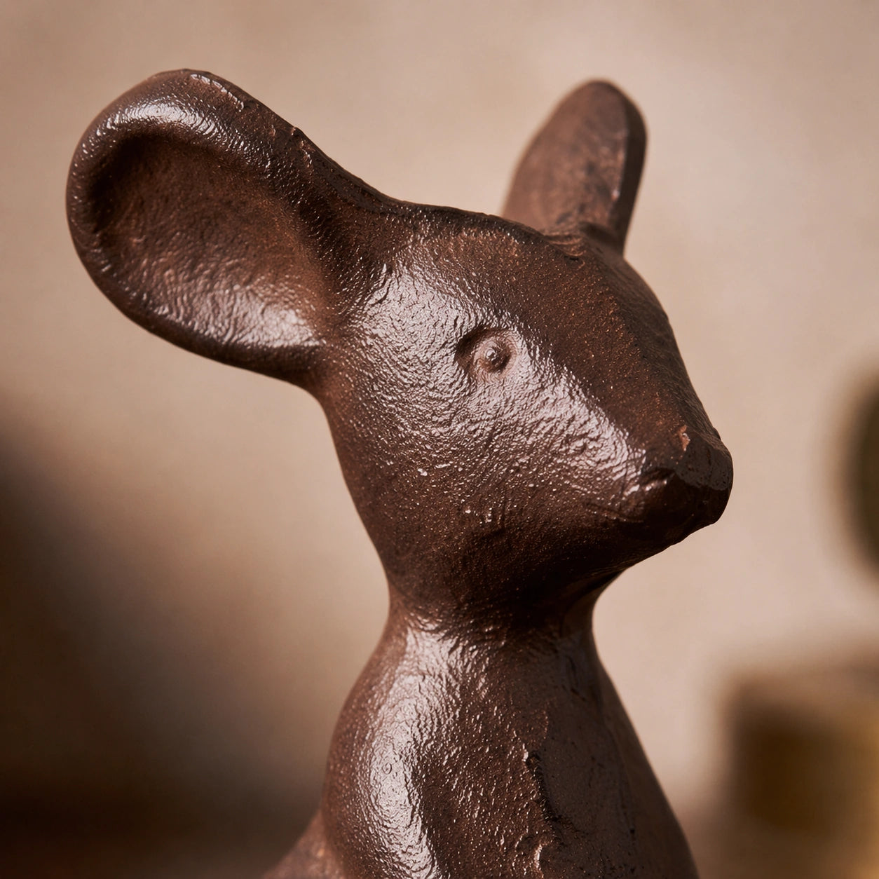 Small Mouse Figurine, Antique Gold Cast Iron Shelf Decor, 3.9" GB78099 shot 3
