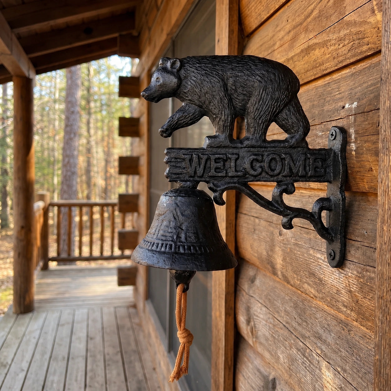 Bear Doorbell, Black Cast Iron, Porch Bell, 7" GB78106 shot 1