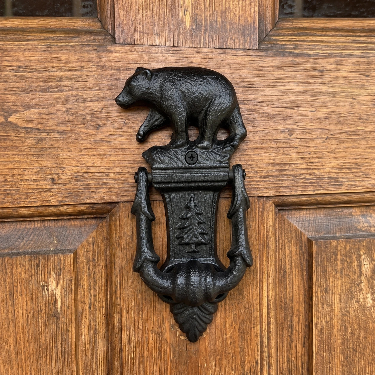 Bear Door Knocker, Black Cast Iron, 7.4" GB78107 shot 1