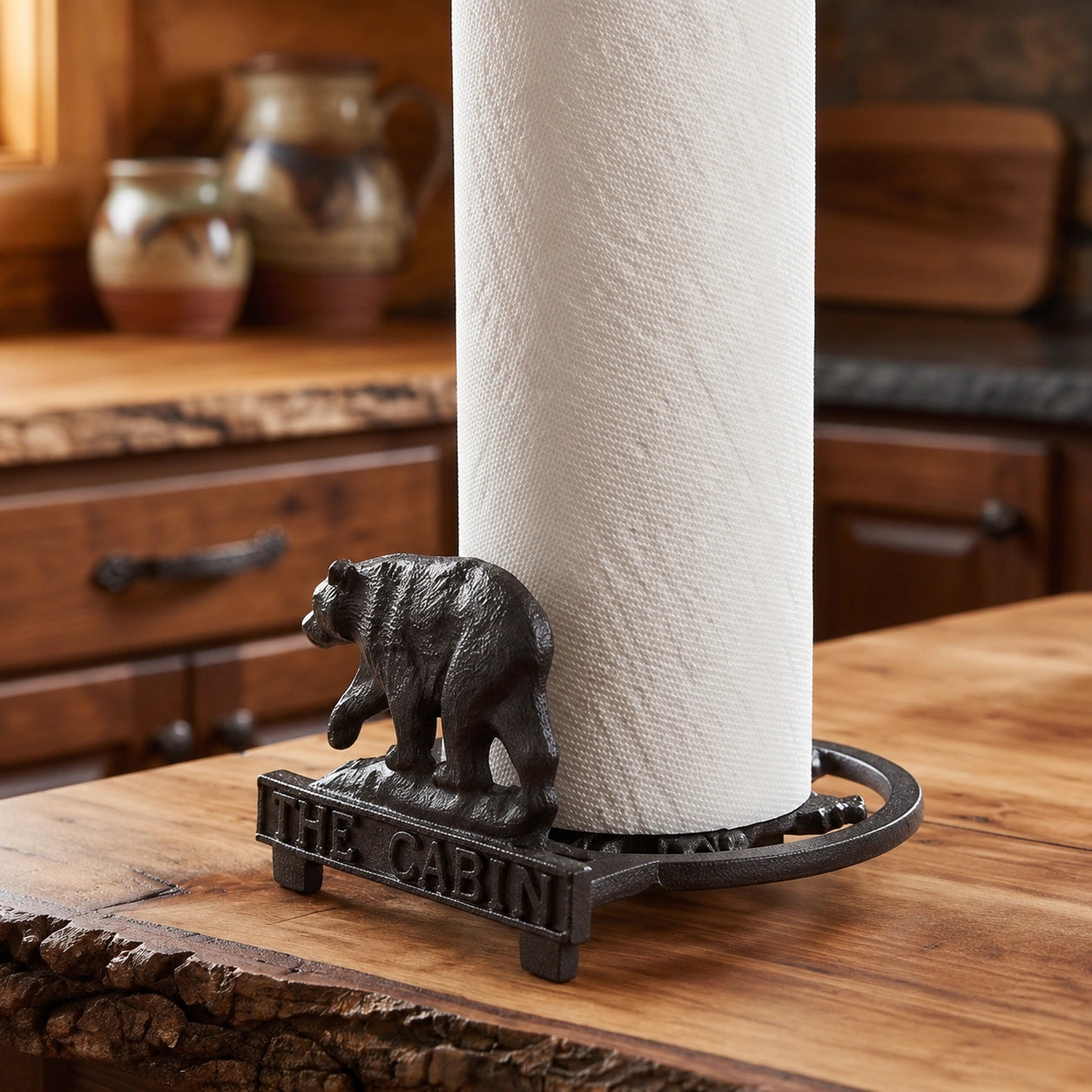 Bear Paper Towel Holder, Black Cast Iron, Kitchen Decor, 13" GB78108 shot 3