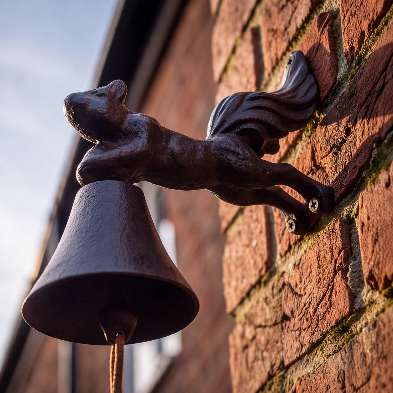 Squirrel Doorbell, Antique Gold Cast Iron, Porch Bell, 9" GB78111 shot 5