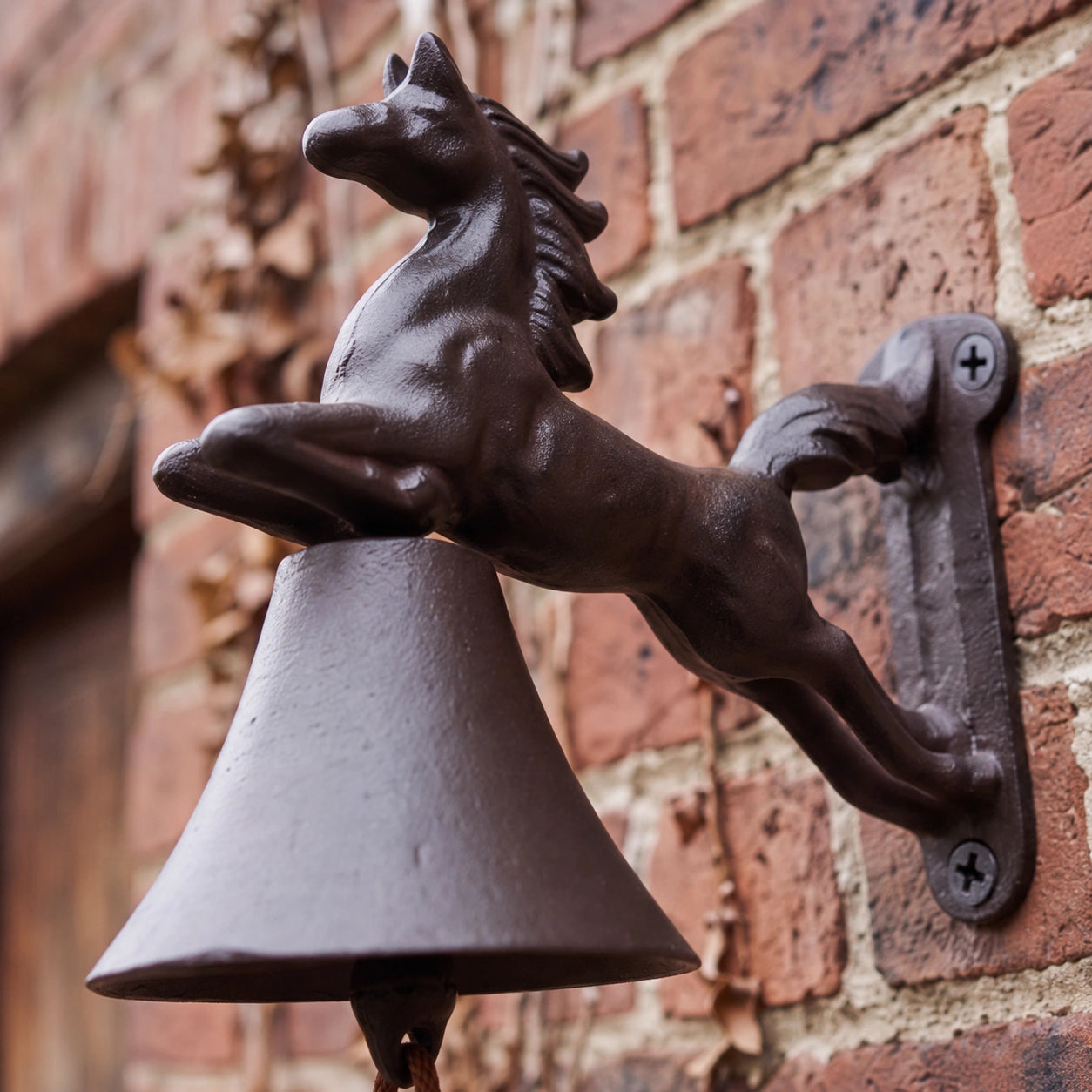 Horse Doorbell, Antique Brown Cast Iron, Porch Bell, 8" GB78112 shot 2