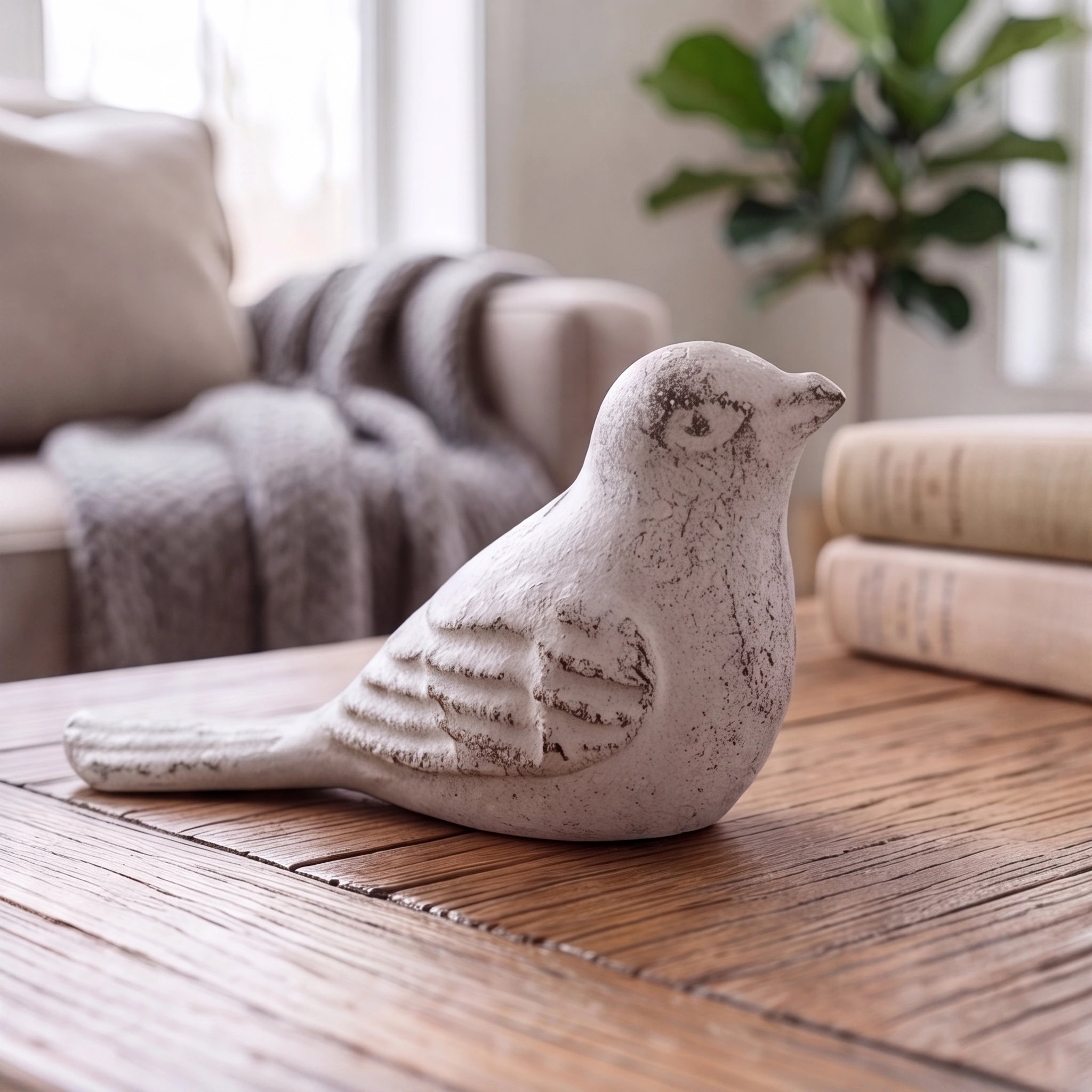 Bird Door Stop, Antique White Cast Iron Figurine, 5.2" GB78117 shot 1
