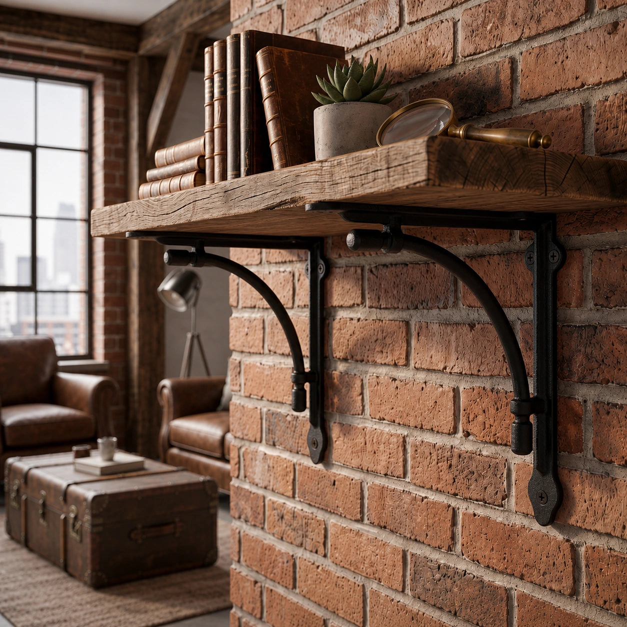 Minimal Shelf Bracket, Black Cast Iron, Wall Mount, 9.8" GB78118 shot 1
