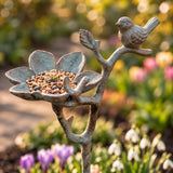 Woodpecker Garden Stake Bird Feeder, Cast Iron Green Patina, 26" GB78123 shot 2