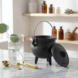 Open mini cast iron cauldron with solid removable lid, SKU GB78125