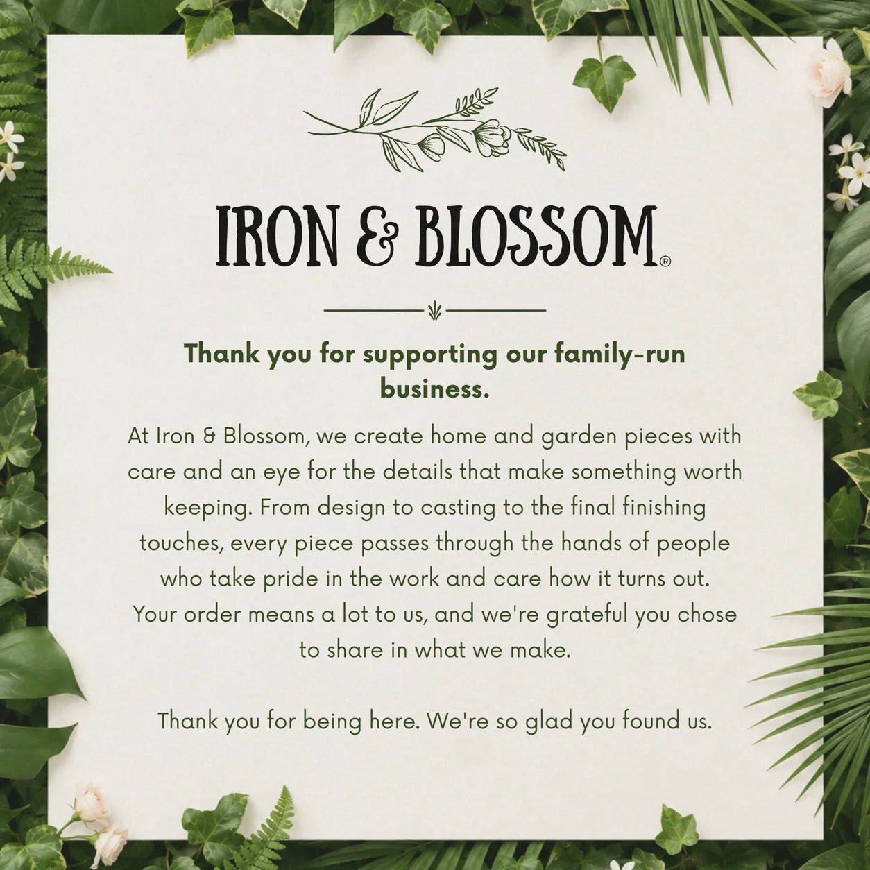 Iron & Blossom support card