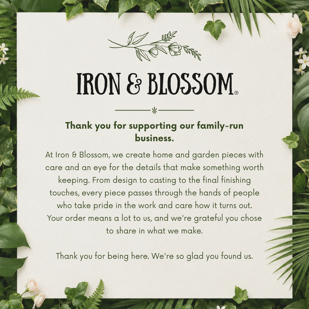 Iron & Blossom support card