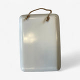 Blank white metal sign back with rope cord, unprinted reverse side