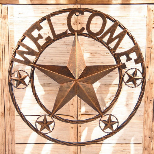 Metal 18 inch Welcome Star Inviting Metal Wall Decor Sign