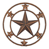 Copper-tone cast iron celestial star wall decor with intricate star design